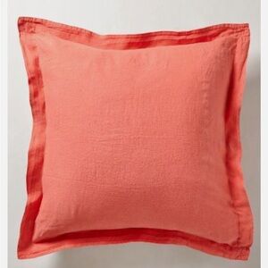 Anthropologie Euro Sham SOFT WASHED LINEN Pillow Pillowcase Coral Portugal NWT
